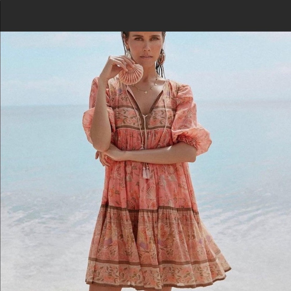 Spell Seashell Boho Mini Dress Size M BNWT
